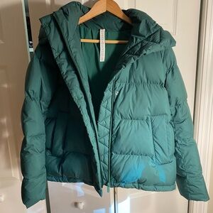 Women’s Lululemon Green Puffer Jacket with Hood - Size 4